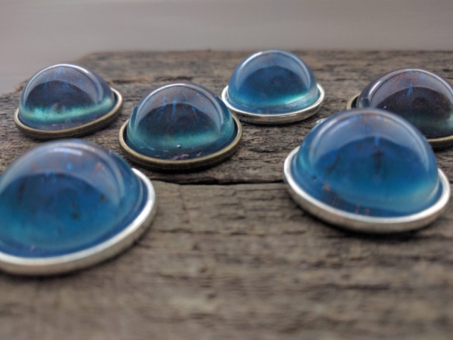 blue and copper epoxy galaxy pendants